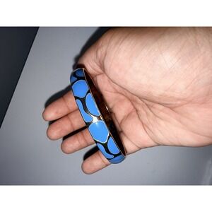 R J Graziano RARE Signed Bracelet Bangle Blue GOLD 8"